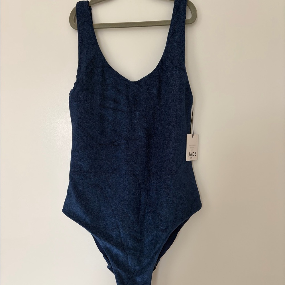 JADE Navy Textured Swim One-Piece